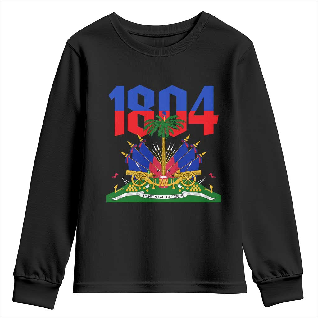 Haiti 1804 Independence Year Graphic Youth Sweatshirt Haitian Pride Coat of Arms National Heritage