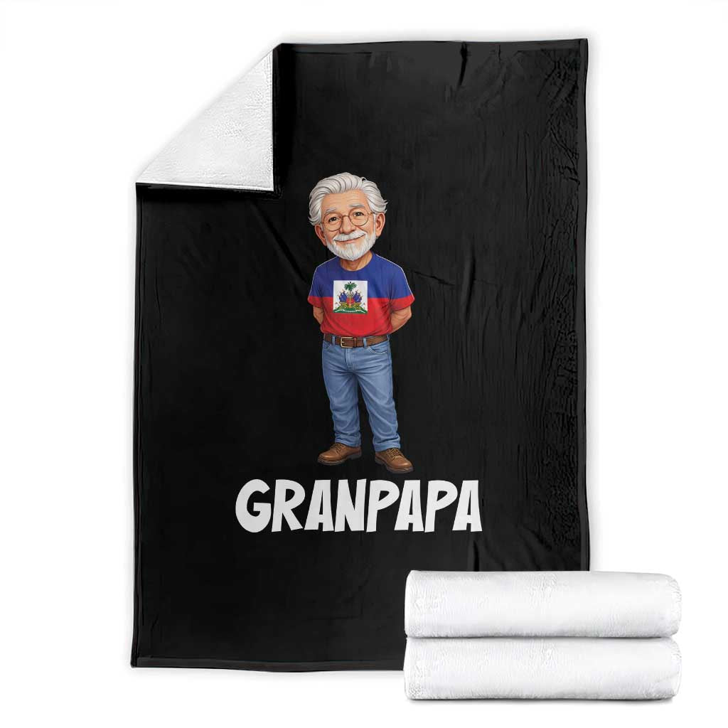 Granpapa Haitian Creole Grandpa Pride Throw Blanket Grandfather Hispanic Haiti Heritage Father's Day