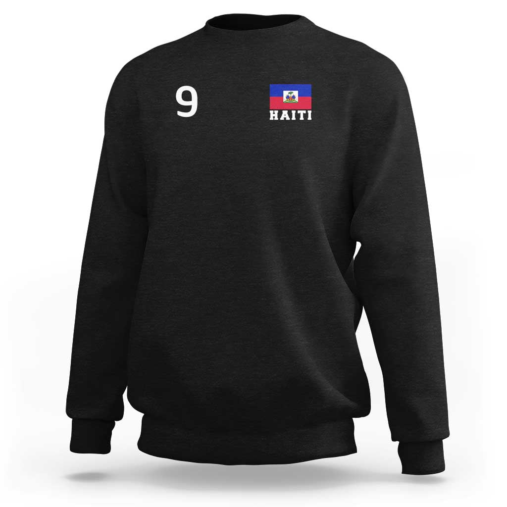 Haiti Soccer Jersey Style Number 9 Graphic Sweatshirt Haitian Flag Football Sports Fan
