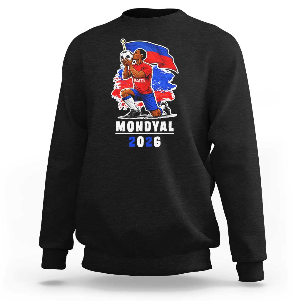 Mondyal 2026 Haiti Soccer Player Victory Celebration Graphic Sweatshirt Haitian Flag Football Sports Fan