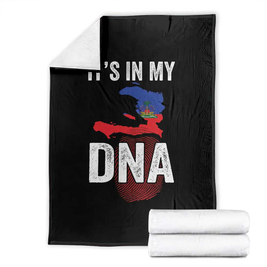 It's In My DNA Haitian Map and Fingerprint Flag Graphic Throw Blanket Haiti Heritage Pride