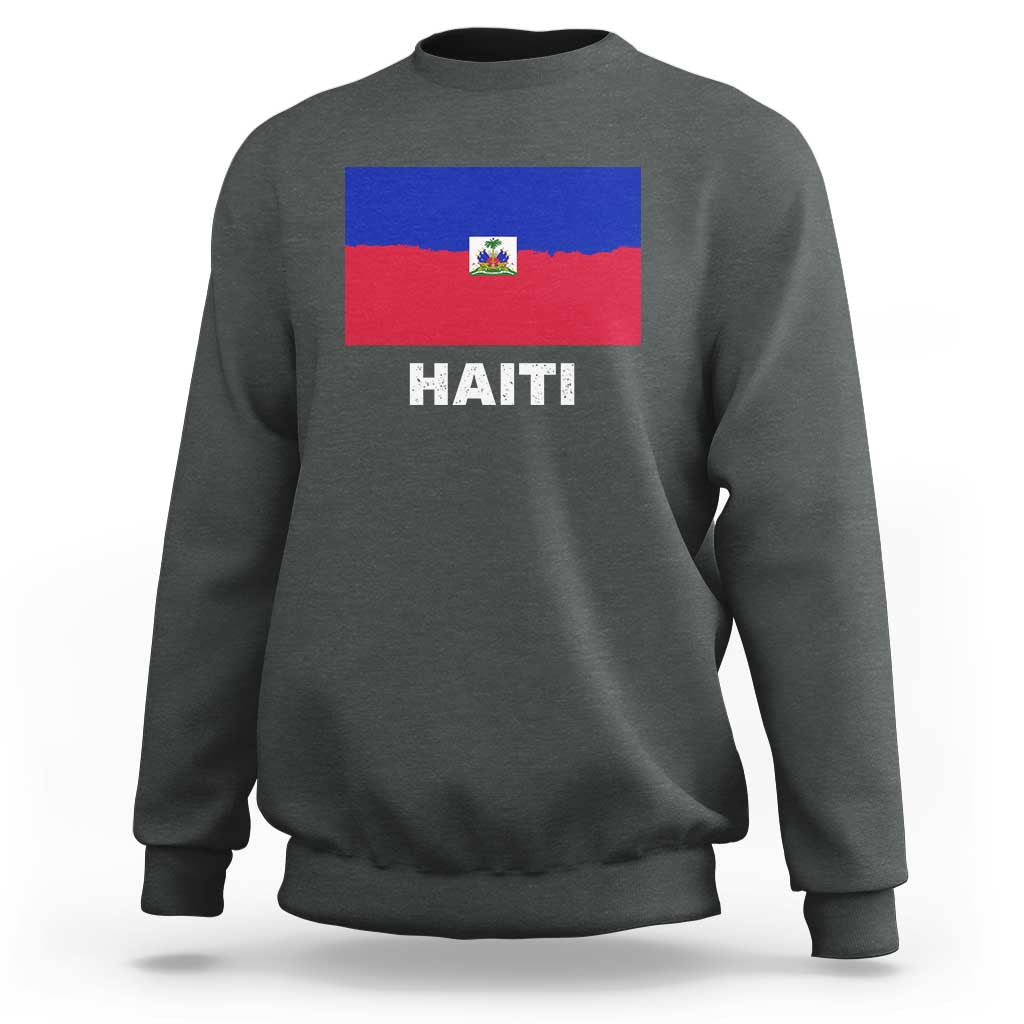 Vintage Distressed Haiti Flag Sweatshirt Haitian Heritage Pride