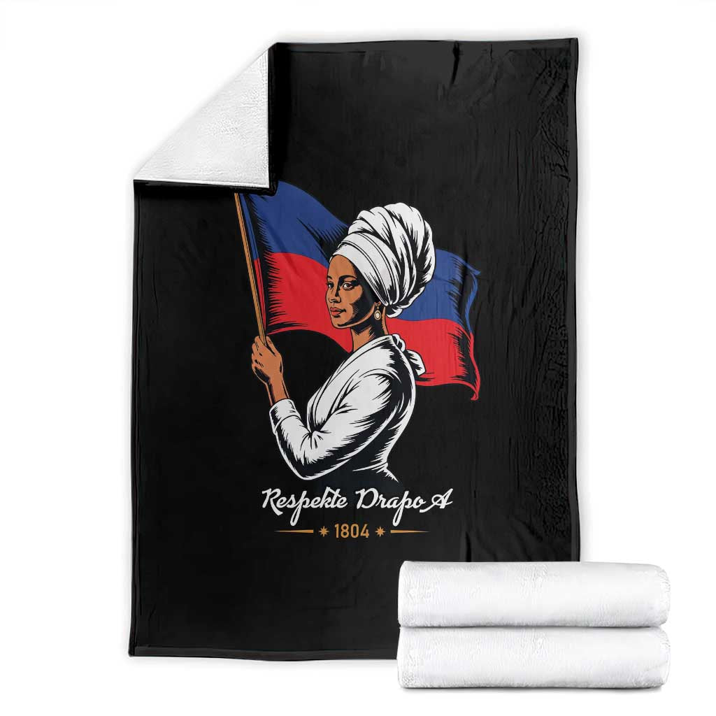 Respekte Drapo A 1804 Haitian Independence Day Throw Blanket Proud Haitian Woman Flag Heritage
