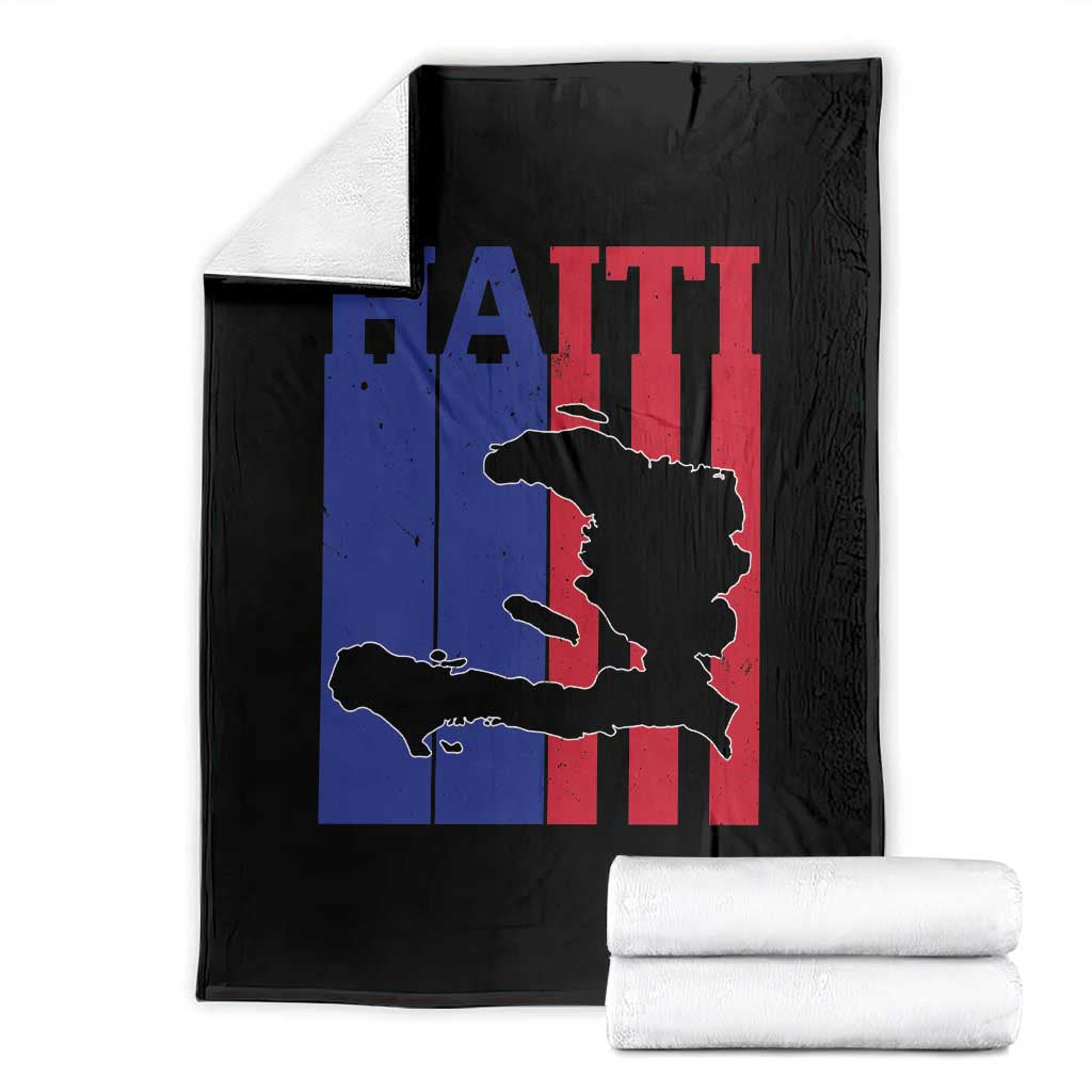 Vintage Retro Map of Haiti Throw Blanket Haitian Heritage Pride Travel Souvenir