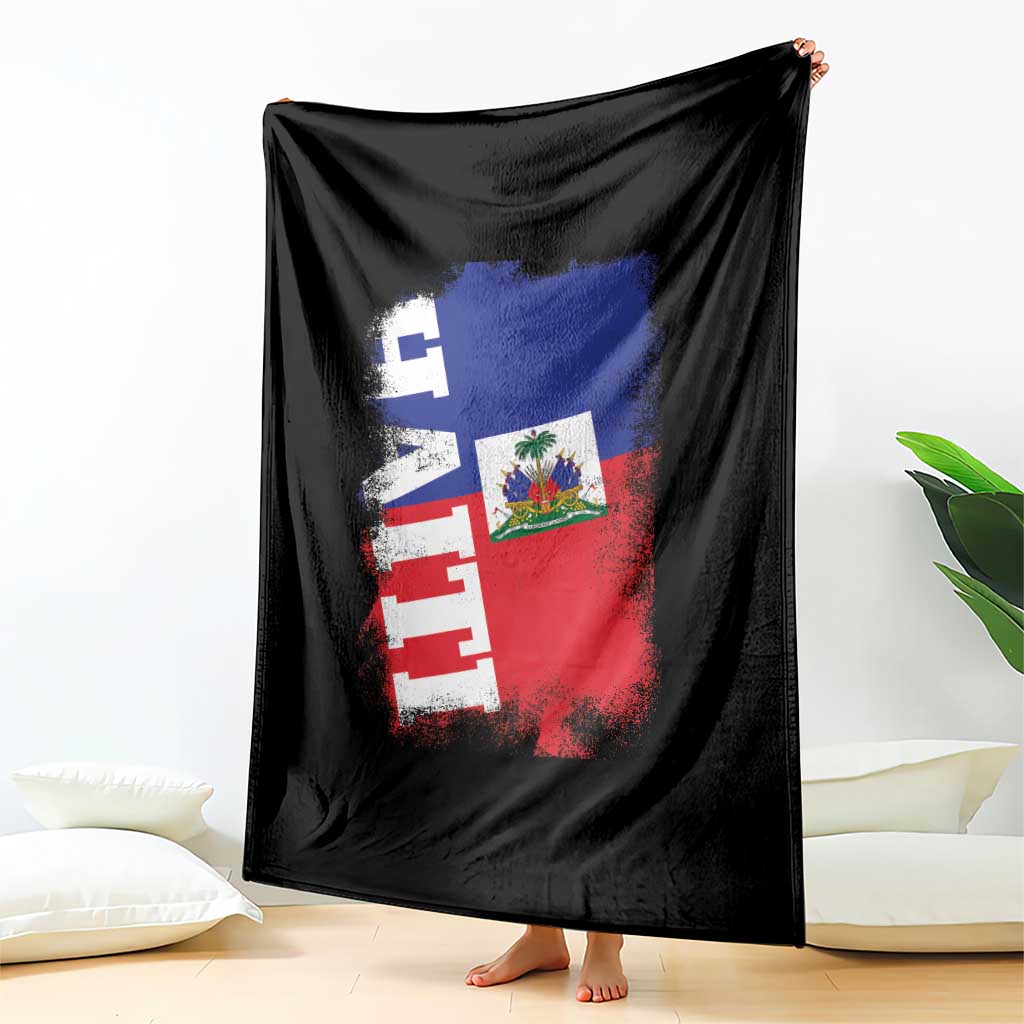 Haiti Flag Distressed Flag Graphic Throw Blanket Haitian Heritage Pride