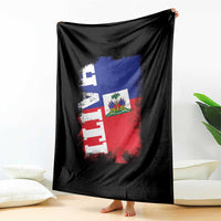 Haiti Flag Distressed Flag Graphic Throw Blanket Haitian Heritage Pride