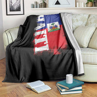 Haiti Flag Distressed Flag Graphic Throw Blanket Haitian Heritage Pride