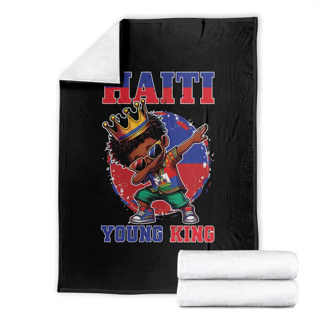Haiti Young King Dabbing Boy Kids Graphic Throw Blanket Haitian Heritage Pride