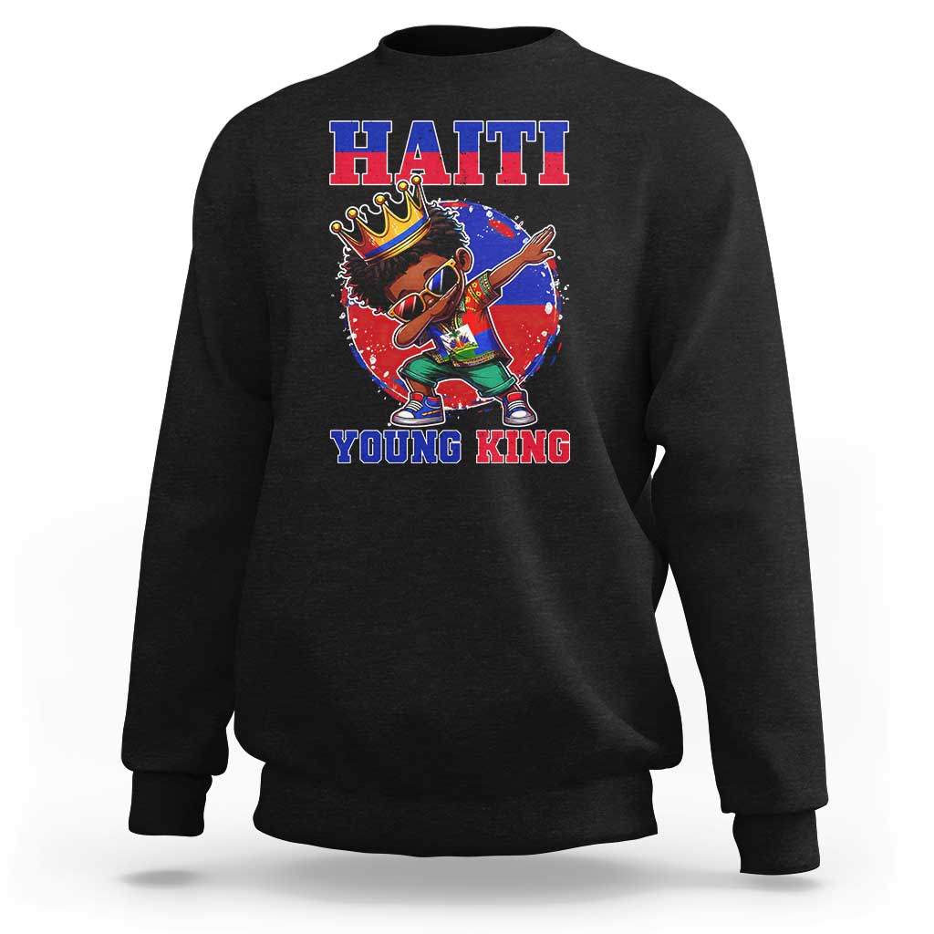 Haiti Young King Dabbing Boy Kids Graphic Sweatshirt Haitian Heritage Pride