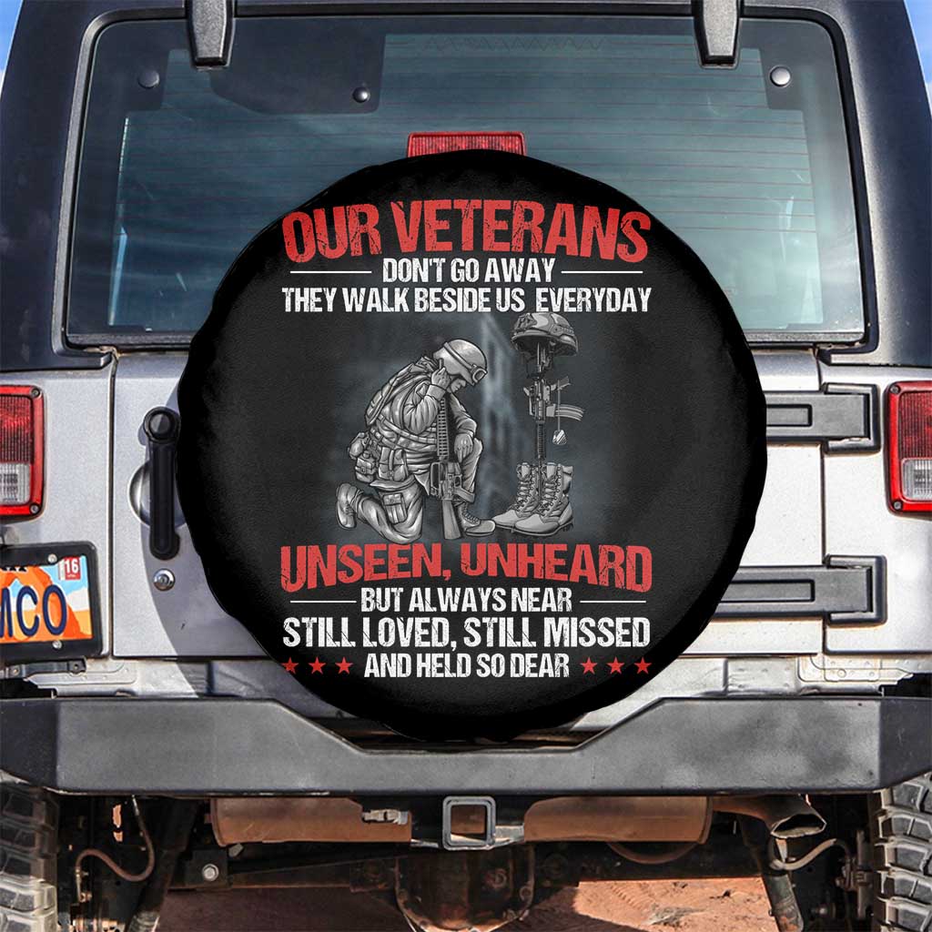 American Veteran Memorial Spare Tire Cover Our Veteran's Don't Go Away They Walk Beside Us Everyday Unseen Unheard