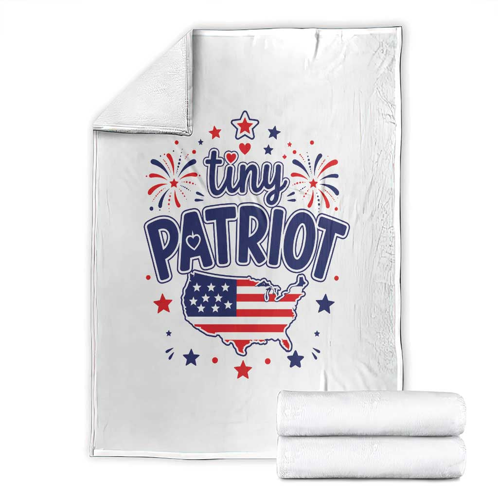 Tiny Patriot 4th of July Fireworks Throw Blanket USA Map American Flag Red White and Blue Patriotic Holiday