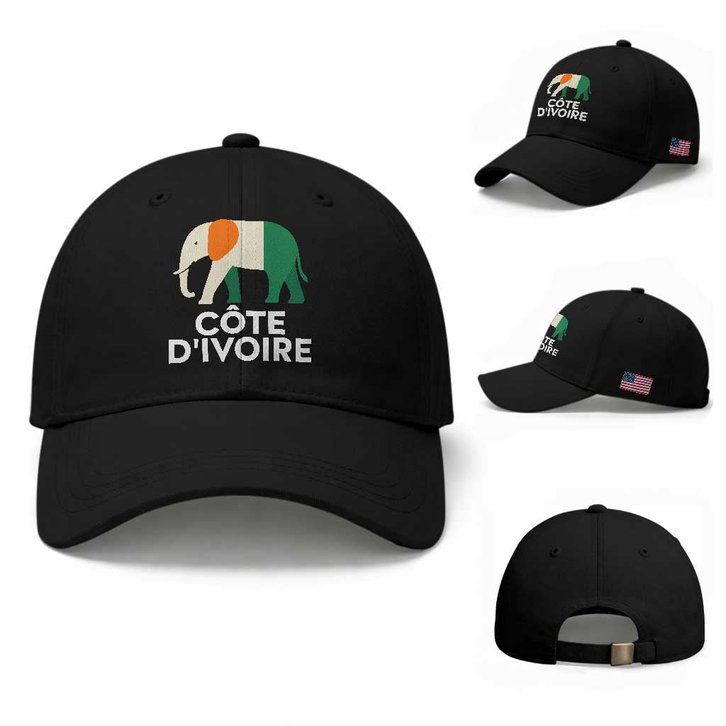 Proud Côte d'Ivoire Elephant Ivory Coast Flag Baseball Cap Ivorian Pride Retro Souvenir