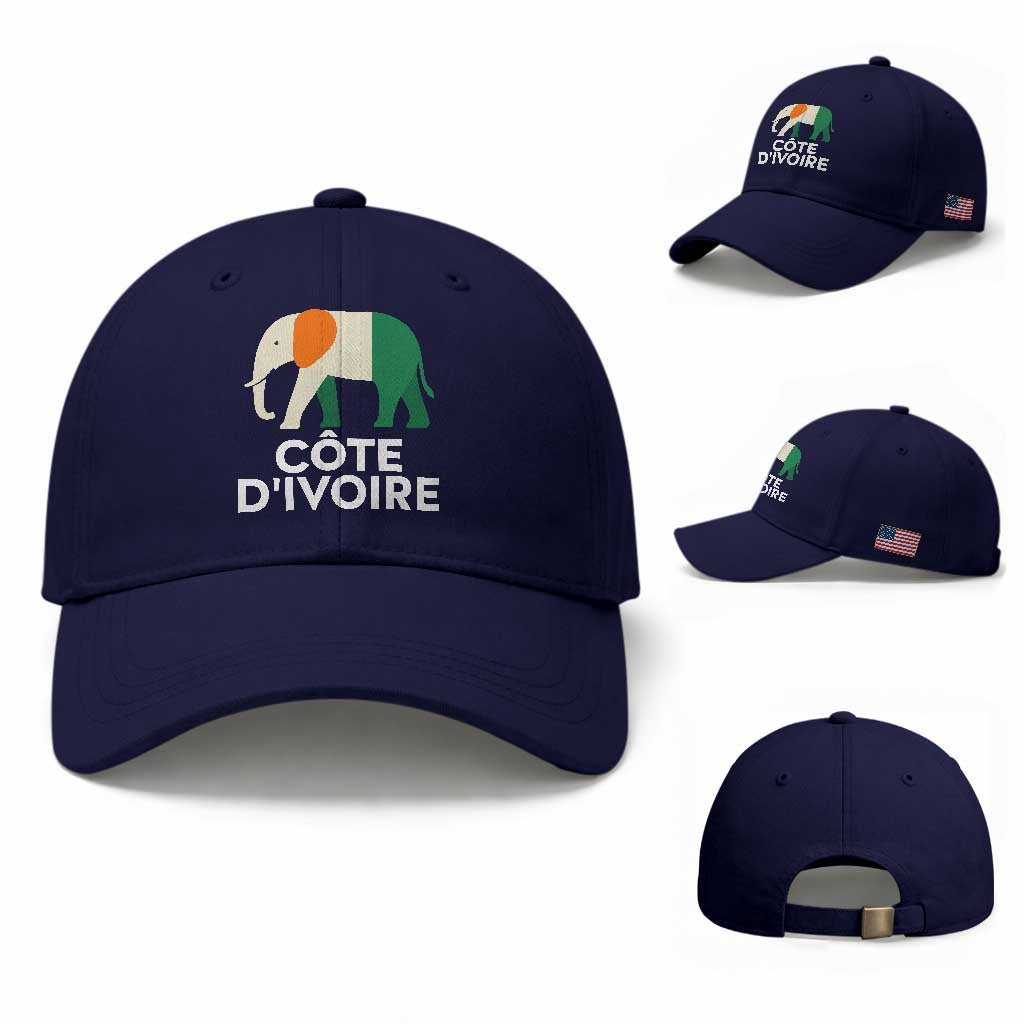 Proud Côte d'Ivoire Elephant Ivory Coast Flag Baseball Cap Ivorian Pride Retro Souvenir