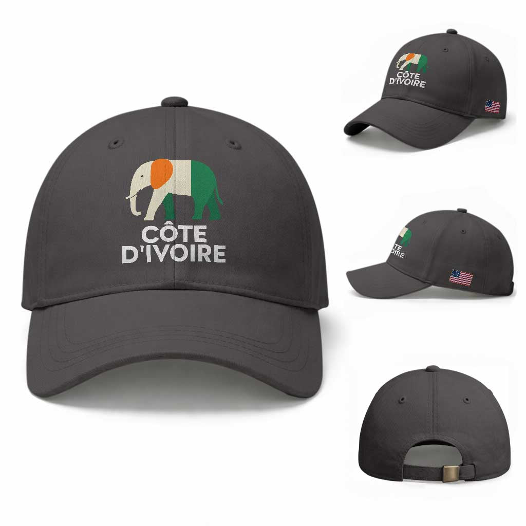 Proud Côte d'Ivoire Elephant Ivory Coast Flag Baseball Cap Ivorian Pride Retro Souvenir