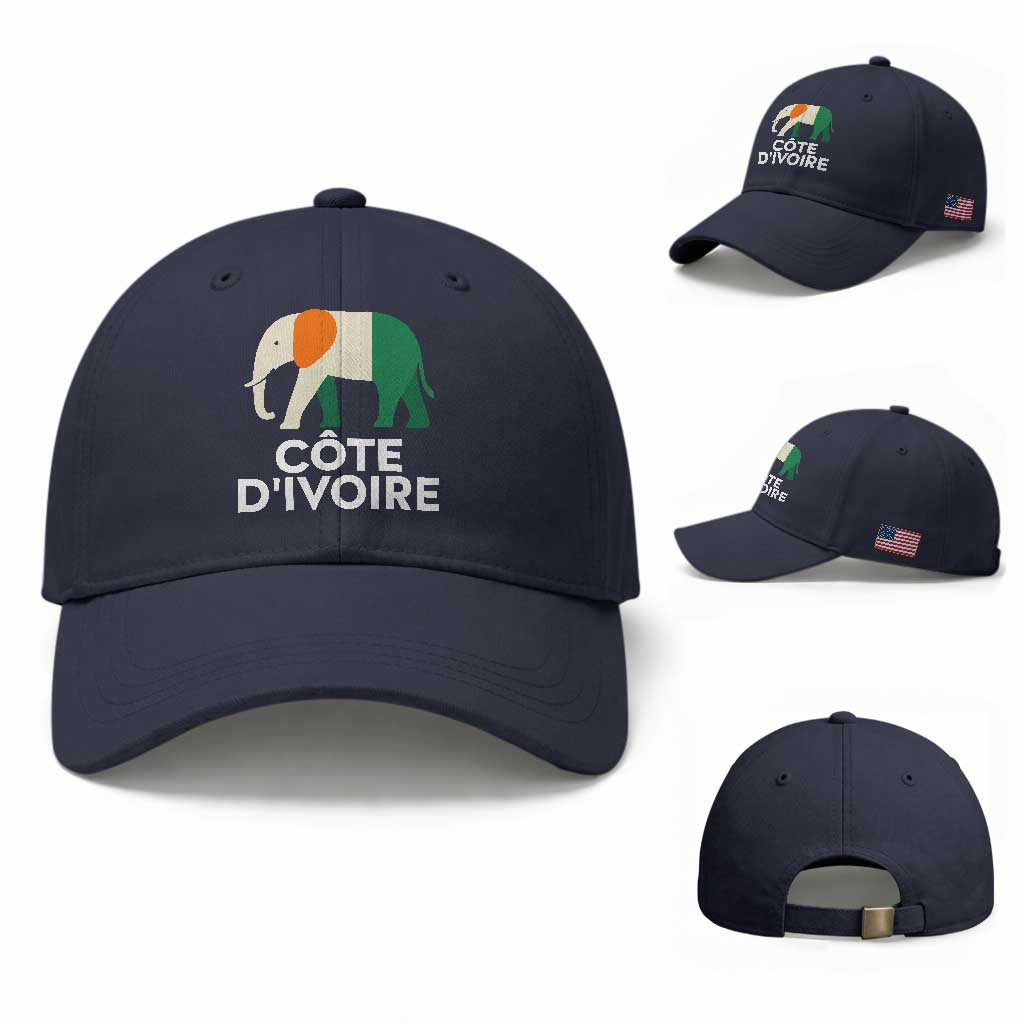 Proud Côte d'Ivoire Elephant Ivory Coast Flag Baseball Cap Ivorian Pride Retro Souvenir