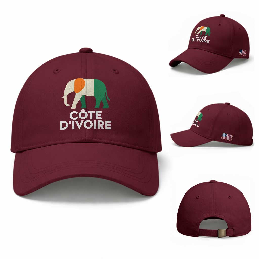 Proud Côte d'Ivoire Elephant Ivory Coast Flag Baseball Cap Ivorian Pride Retro Souvenir
