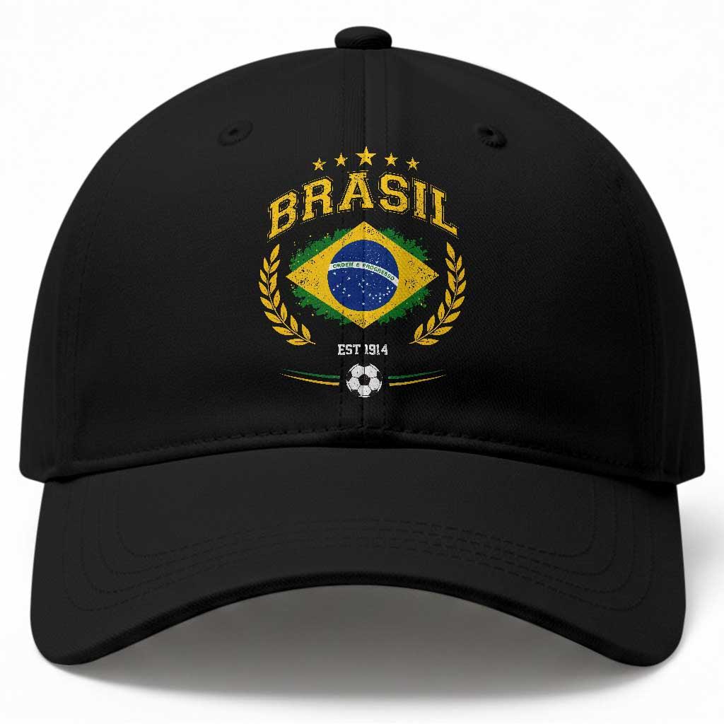 Retro Brasil Soccer Pride Crest Est 1914 Baseball Cap Vintage Brazil Flag Futbol Lover Football Fans