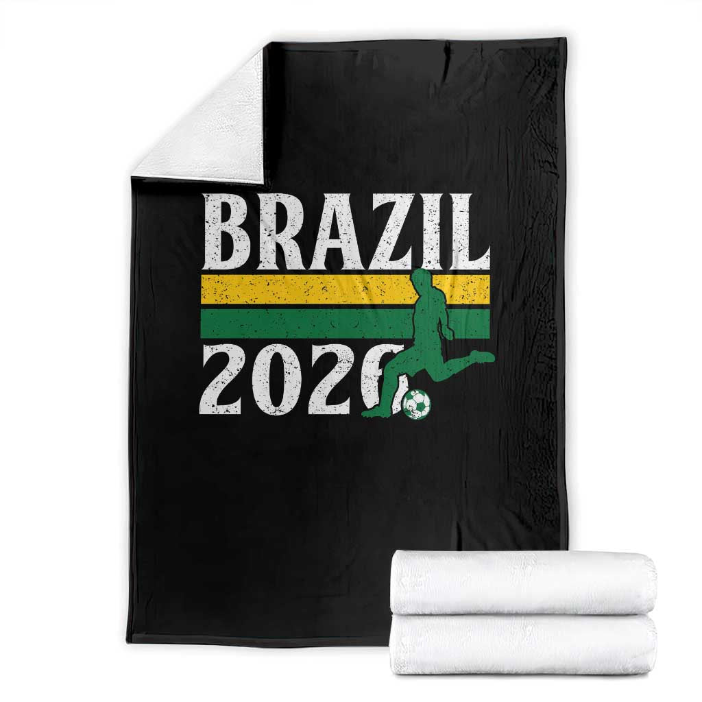 Vintage Brazil 2026 Soccer Player Throw Blanket Retro Brasil Futbol Football Fans Sports Lover