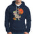 Football Skeleton Hoodie American Football Halloween Skeleton Riding Dinosaur Football Fan - Wonder Print Shop