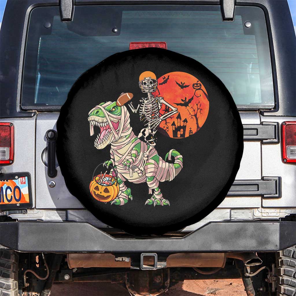 Football Skeleton Spare Tire Cover American Football Halloween Skeleton Riding Dinosaur Football Fan