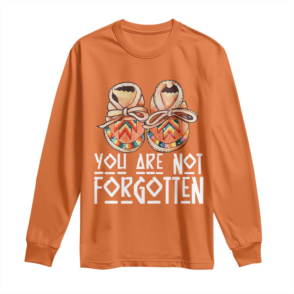 Orange Shirt Day Memorial Moccasins Long Sleeve Shirt You Are Not Forgotten Indigenous Remembrance for Stolen Children - Wonder Print Shop