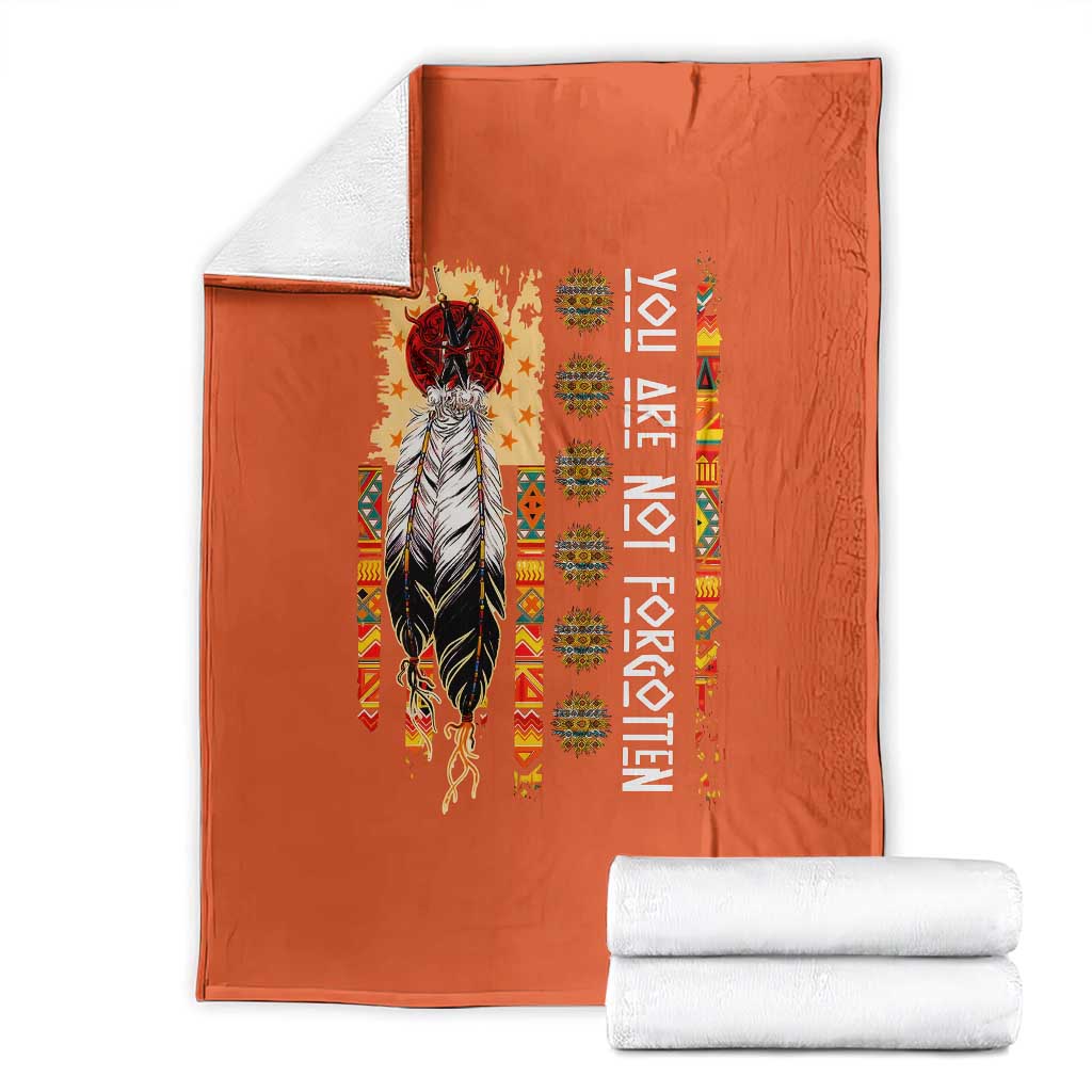 Orange Shirt Day Feather Flag Throw Blanket You Are Not Forgotten Indigenous Tribute - Wonder Print Shop