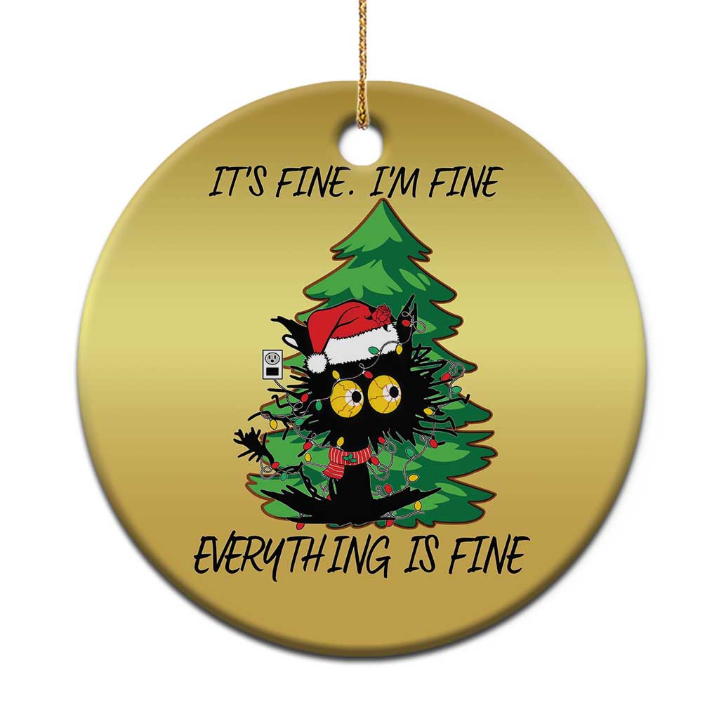 Black Cat Christmas Christmas Ornament It's Fine I'm Fine Everthing Is Fine Funny Xmas - Wonder Print Shop