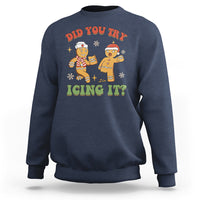 Navy nurse Christmas sweatshirt, front graphic 'Did You Try Icing It?', long sleeves.
