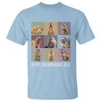 Light blue T-shirt with woodchuck photo collage graphic on front