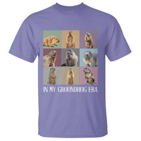 Purple T-shirt with woodchuck photo collage and text "IN MY GROUNDHOG ERA"