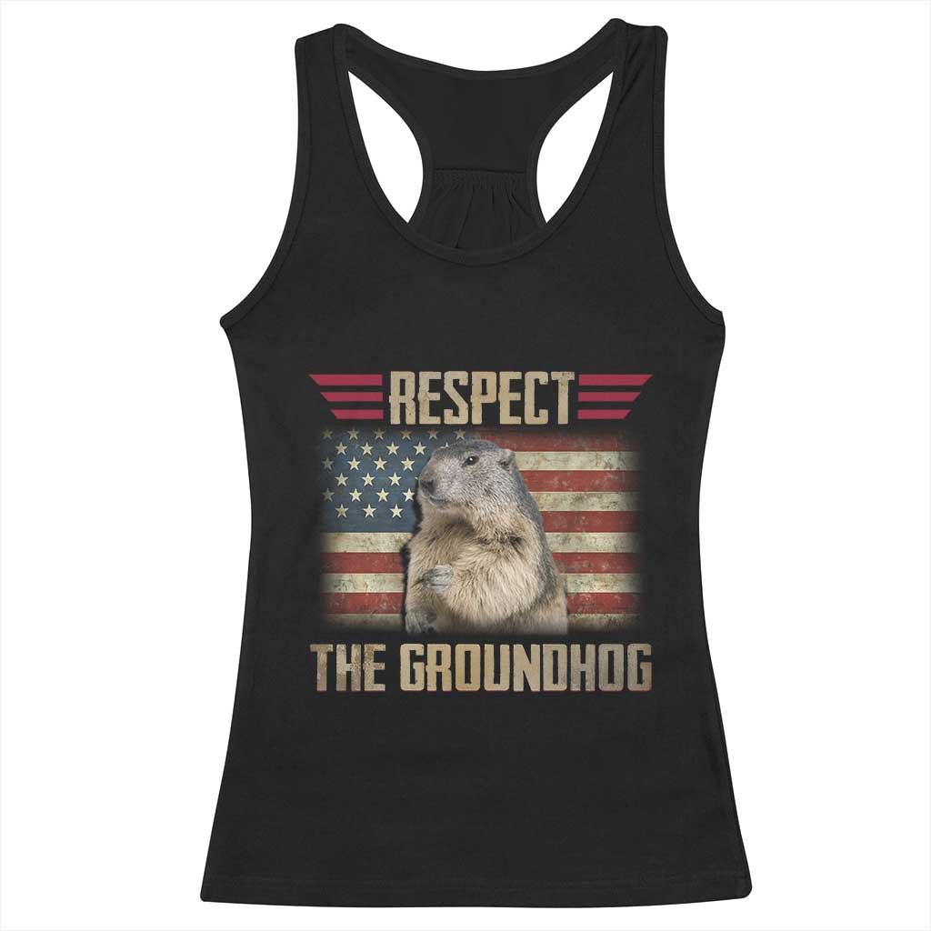 Groundhog Meteorology Racerback Tank Top Respect The Groundhog Woodchuck Photo GroundHog Day