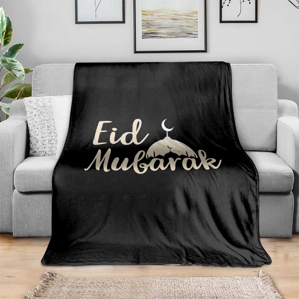Eid Mubarak Mosque Silhouette Throw Blanket Islamic Holiday Celebration