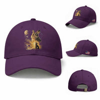 Mystical Moonlit Bunny Graphic Baseball Cap Glowing Rabbit Under Full Moon Waterfall Nature Scene