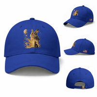 Mystical Moonlit Bunny Graphic Baseball Cap Glowing Rabbit Under Full Moon Waterfall Nature Scene