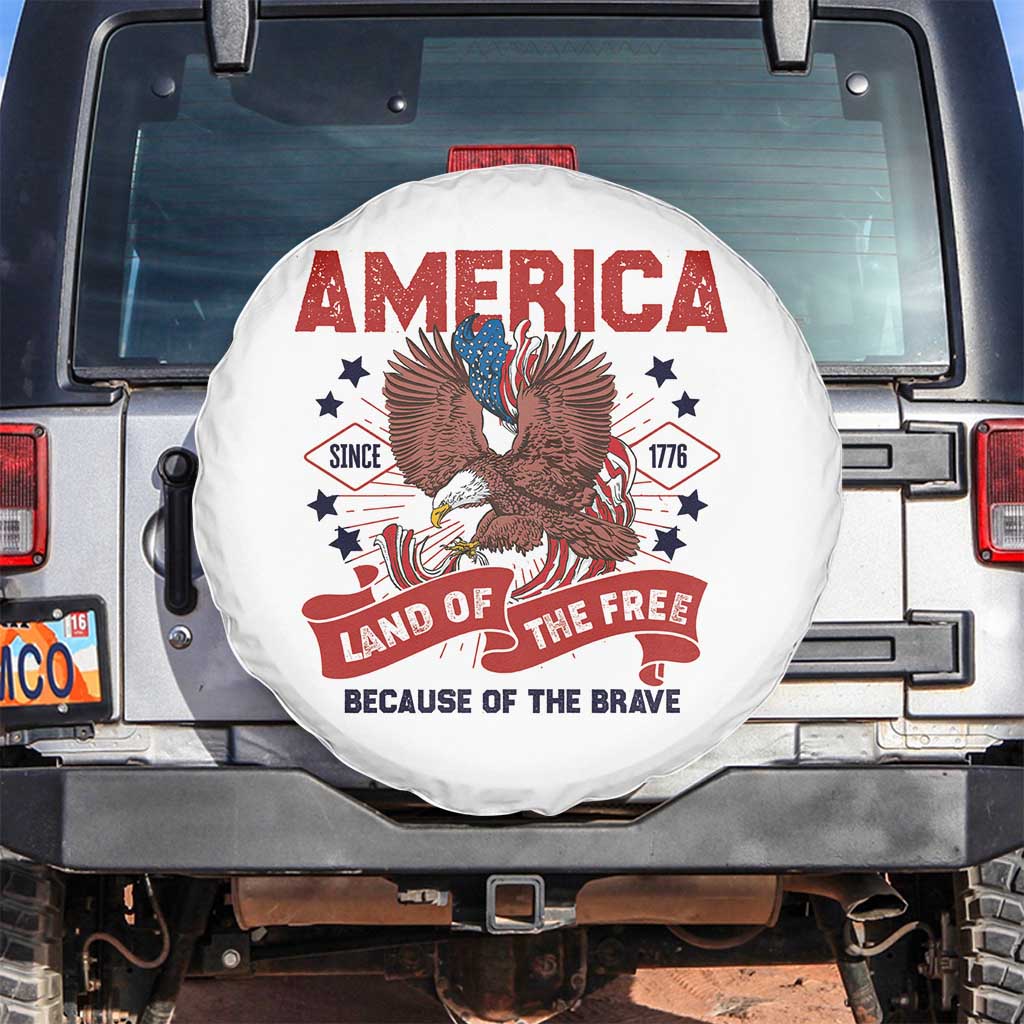 Patriotic American Eagle Spare Tire Cover Land Of The Free Because Of The Brave 1776 US Pride 4th of July