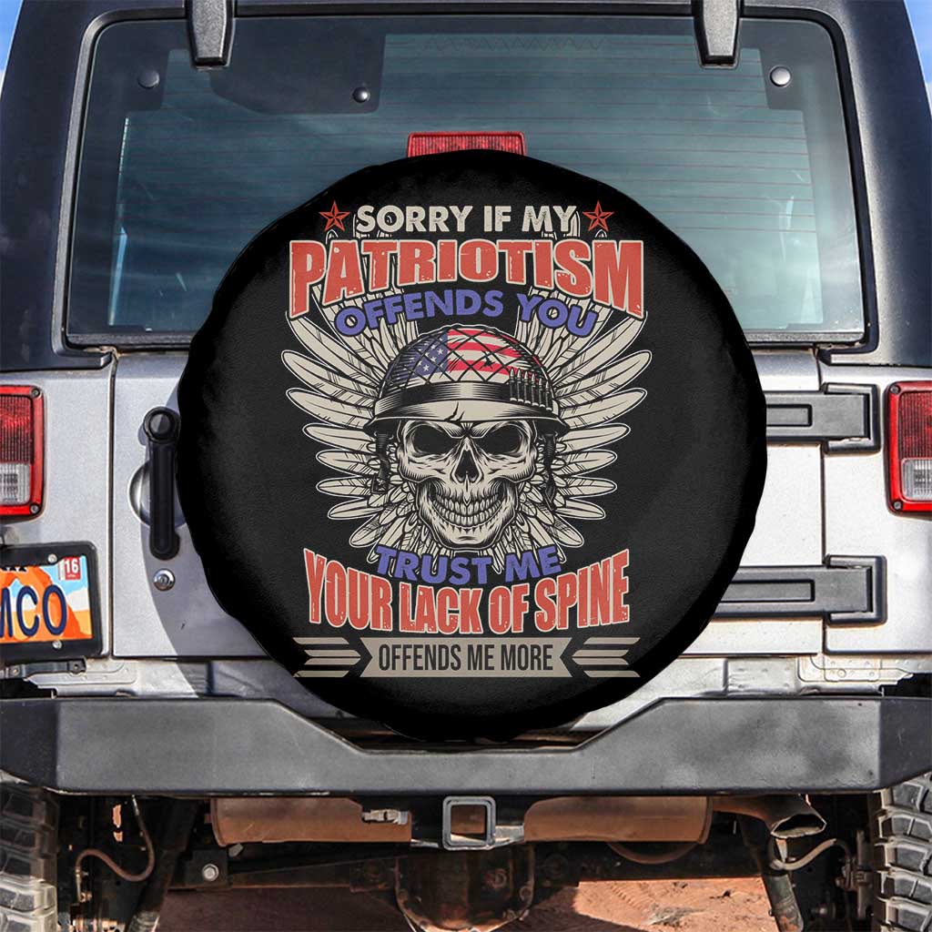 American Patriotic Skull Spare Tire Cover Sorry If My Patriotism Offends You US Veteran Patriots