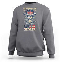Heather gray crewneck sweatshirt with USA Uncle Sam graphic on chest