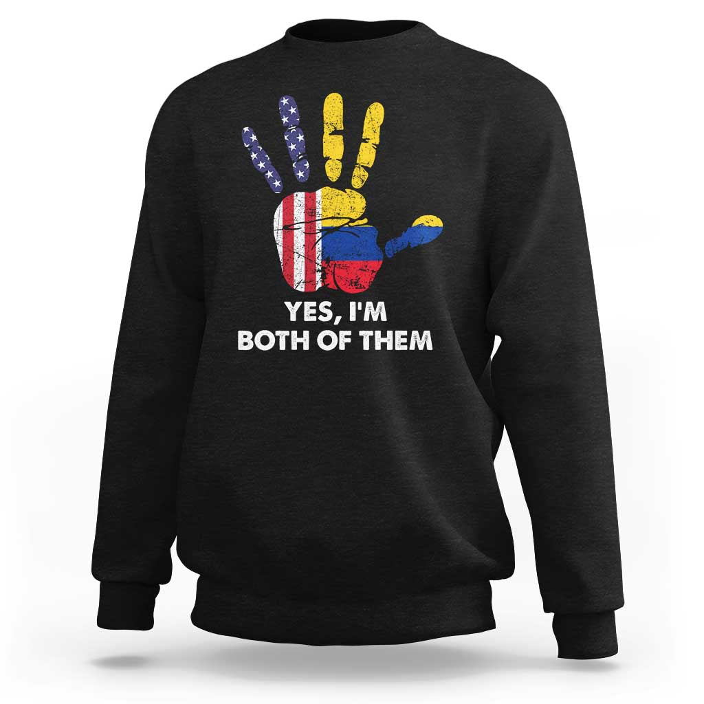 Black sweatshirt with 'Yes, I'm Both of Them' flags hand graphic