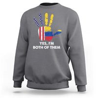 Charcoal sweatshirt with 'Yes, I'm Both of Them' flags hand graphic