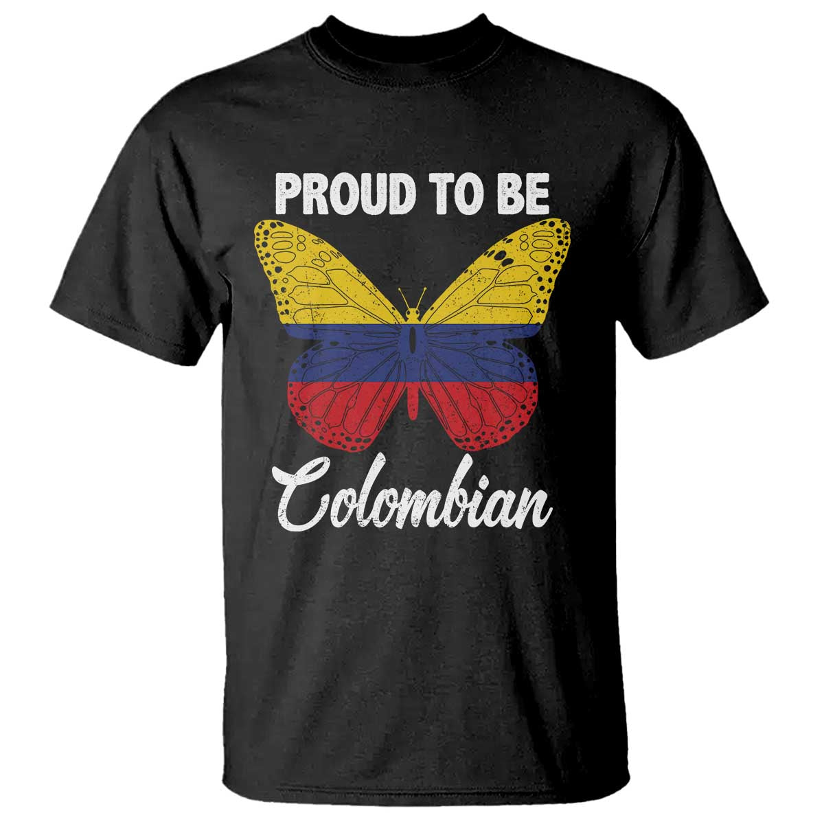 Colombia Pride T Shirt Proud To Be Colombian Butterfly - Wonder Print Shop