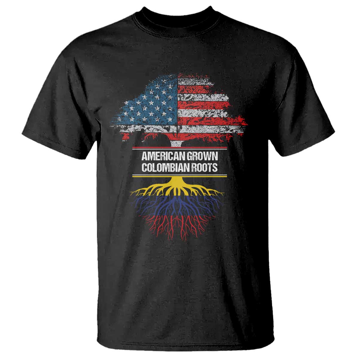 Colombian American T Shirt American Grown with Colombian Roots - Wonder Print Shop