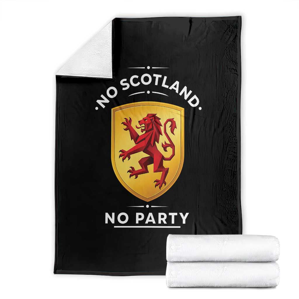 No Scotland No Party Gold Heraldic Shield Red Lion Rampant Throw Blanket Game Day Soccer Fans Football Tournament