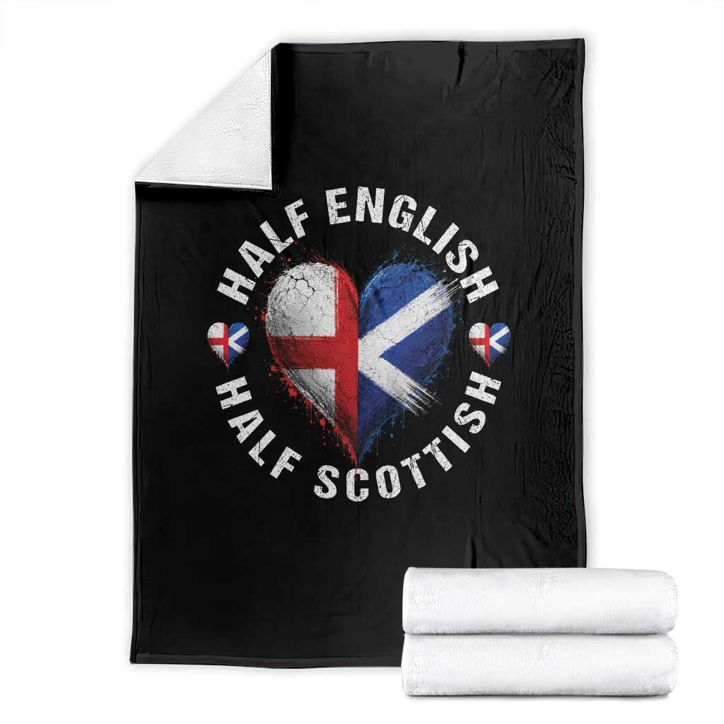 Half English Half Scottish Heritage Throw Blanket Heart St Georges Cross and Saltire Pride