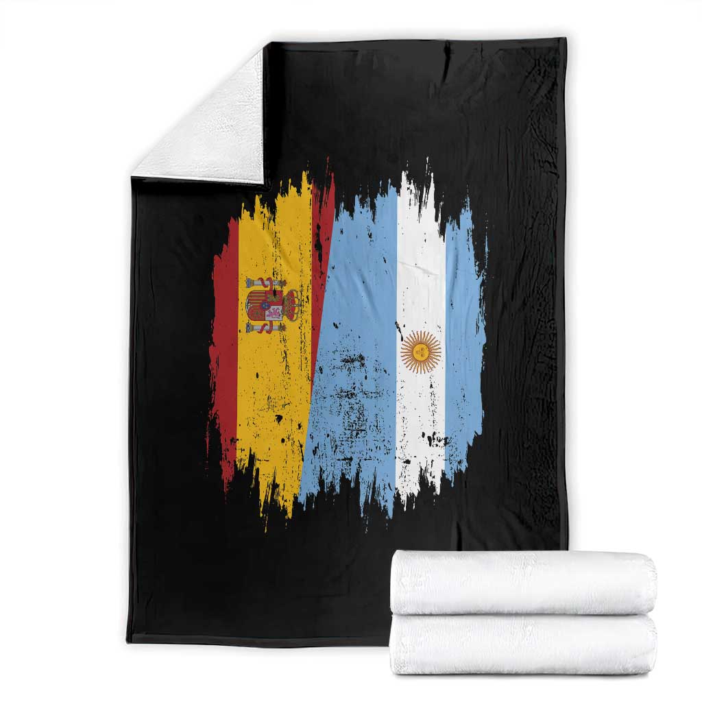 Argentina Spain Dual Heritage Flag Graphic Throw Blanket Vintage Spanish Argetine Match Day Pride