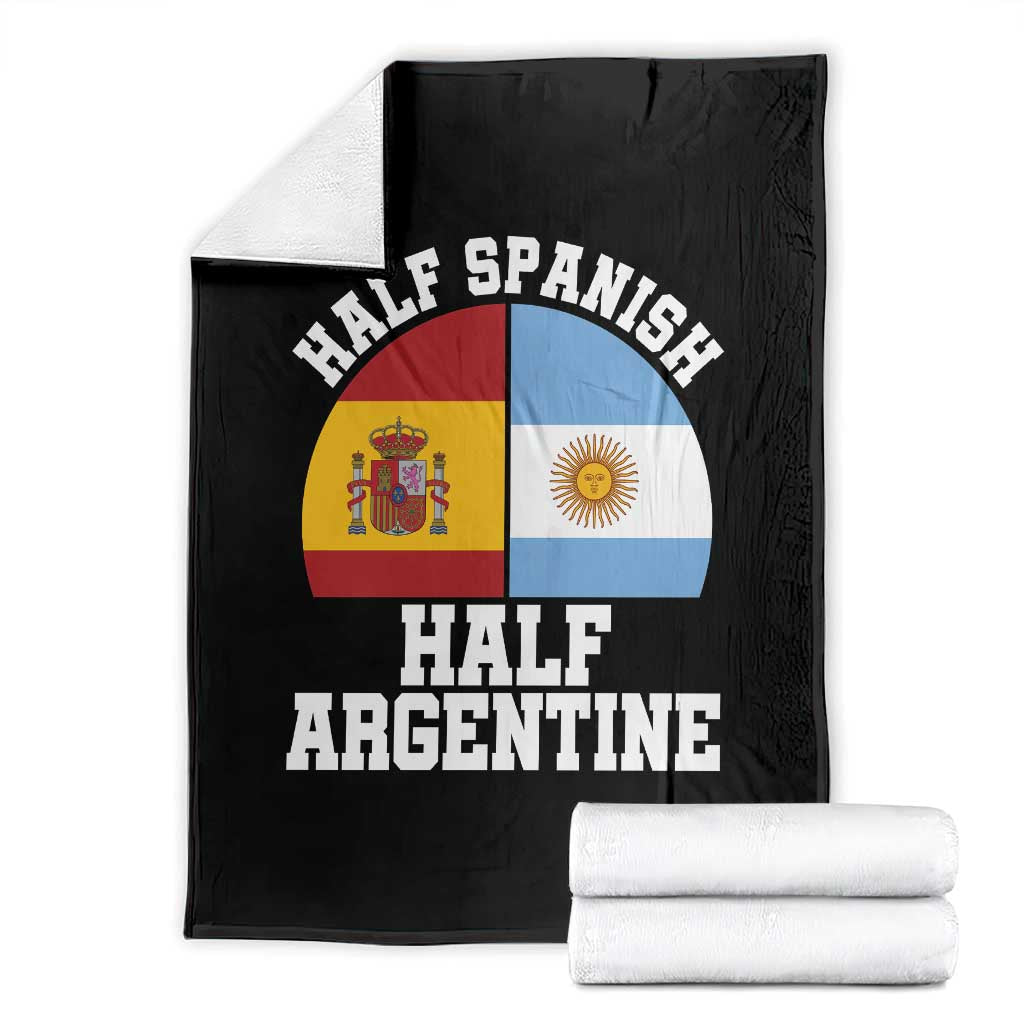Half Spanish Half Argentine Flag Graphic Throw Blanket Proud Spain Argentina Dual Heritage Pride