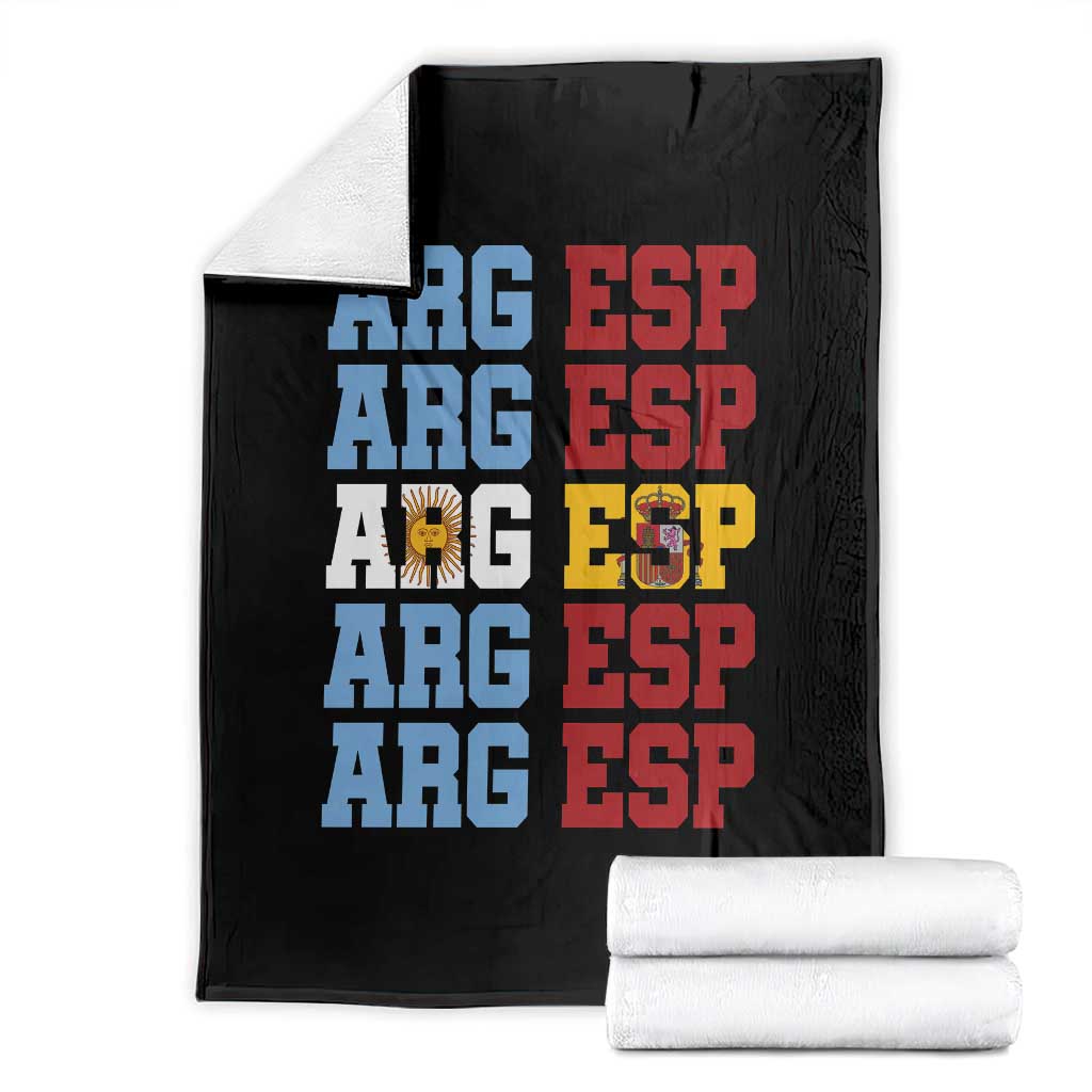 Retro ARG ESP Argentina Espana Flag Typography Graphic Throw Blanket Country Code Dual Argentine Spainish Heritage Pride