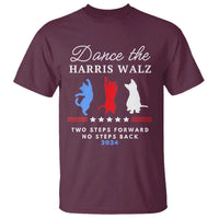 Maroon T-shirt with dancer graphic, striped stars flag, and slogan print