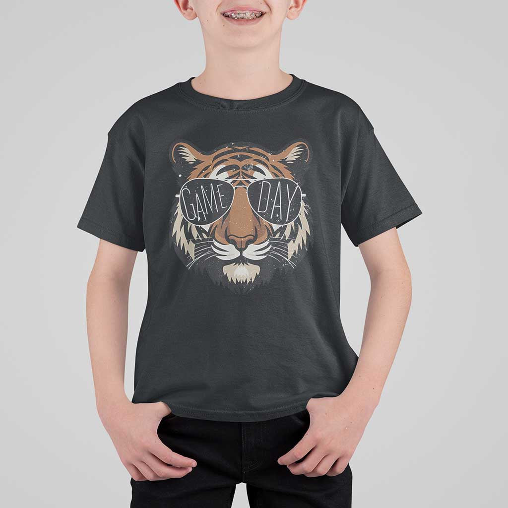 American Football Game Day T Shirt For Kid Touchdown Season Cool Tiger - Wonder Print Shop