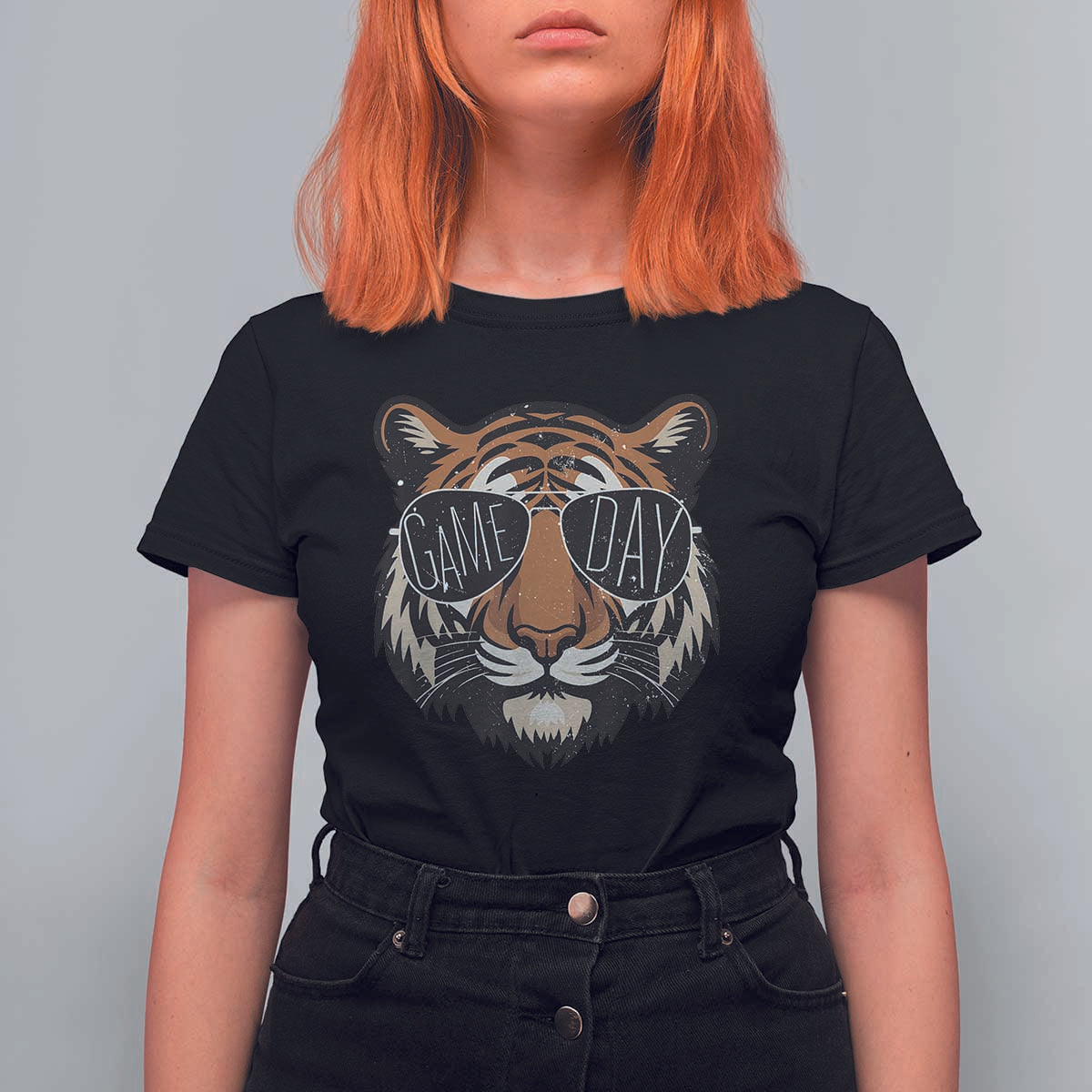 American Football Game Day T Shirt For Women Touchdown Season Cool Tiger - Wonder Print Shop