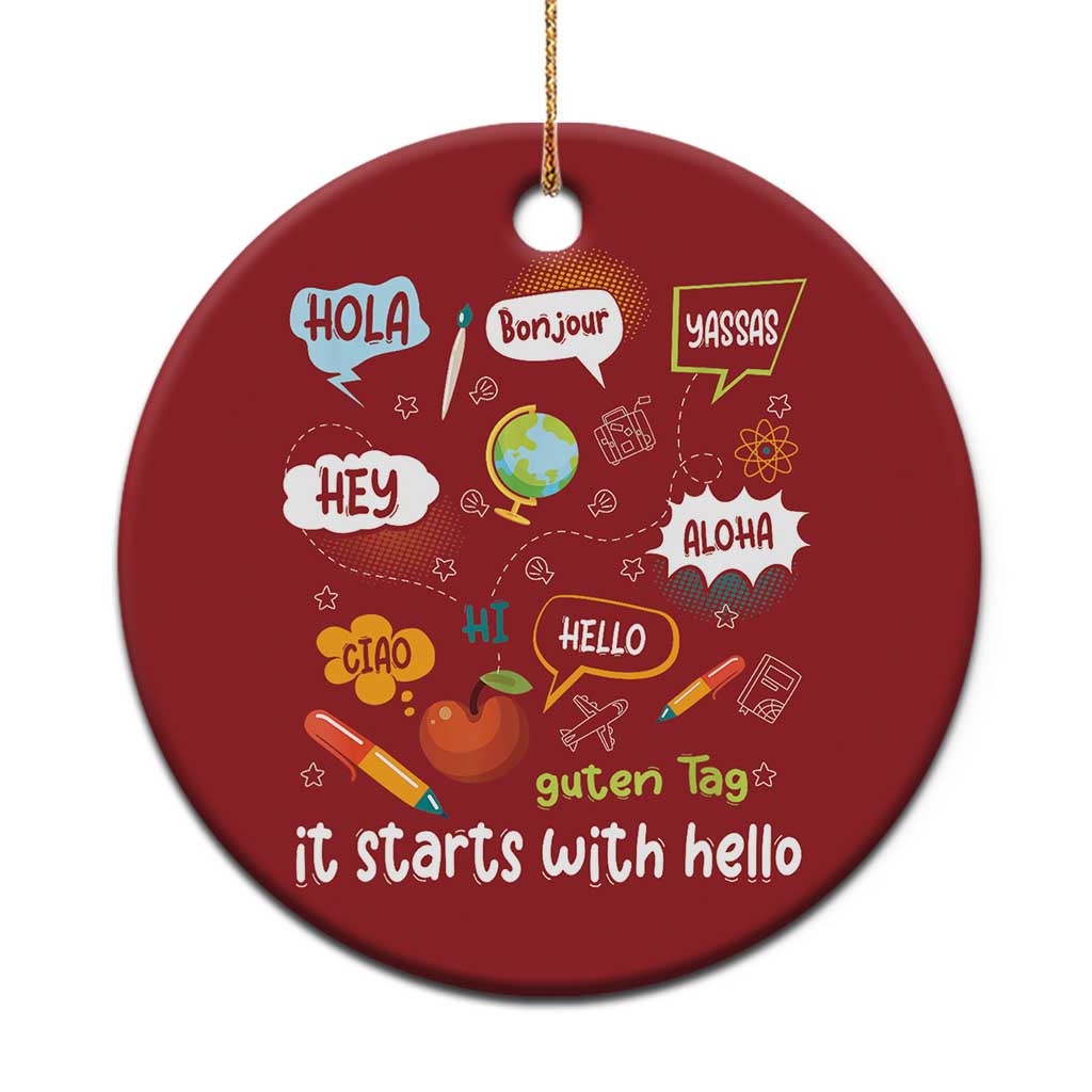 Inclusion Matters Christmas Ornament It Starts With Hello In Languages - Wonder Print Shop